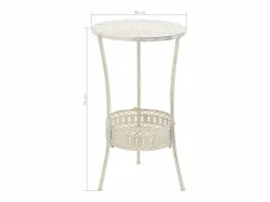 Clicnbuy Mesa bistró estilo vintage metal redonda 40x70 cm blanca Blanco