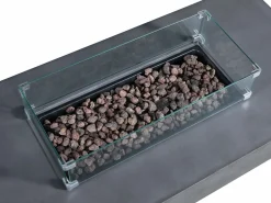 Vente-unique Mesa brasero antracita de gas rectangular y hoguera rectangular en MGO - SEROZA