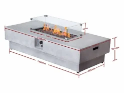 Online Mesa brasero de a gas rectangular y hoguera rectangular en MGO - SEROZA Brasero