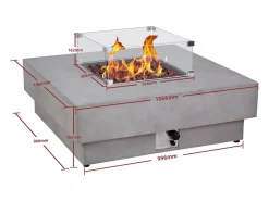 Online Mesa brasero gris de gas cuadrada con hoguera cuadrado en el centro en MGO - SEROZA Brasero
