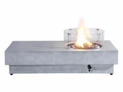Sale Vente-unique Mesa brasero gris de MGO, de gas, rectangular con hoguera redonda en el lateral - SEROZA Gris claro