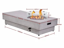 Sale Vente-unique Mesa brasero gris de MGO, de gas, rectangular con hoguera redonda en el lateral - SEROZA Gris claro