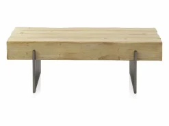 Online Mesa centro chapada en abeto con patas lacadas en color metálico Marru00f3n