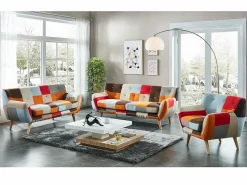 Outlet Vente-unique Mesa centro FAUSTO - Tablero pivotante - MDF lacado bicolor Color natural claro / Blanco