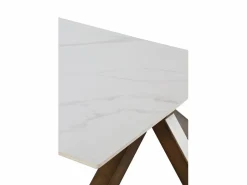 Discount Mesa cerámica extensible blanca 160/210x90 con pie metal color cobre Mesa Extensible