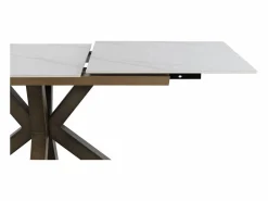 Discount Mesa cerámica extensible blanca 160/210x90 con pie metal color cobre Mesa Extensible
