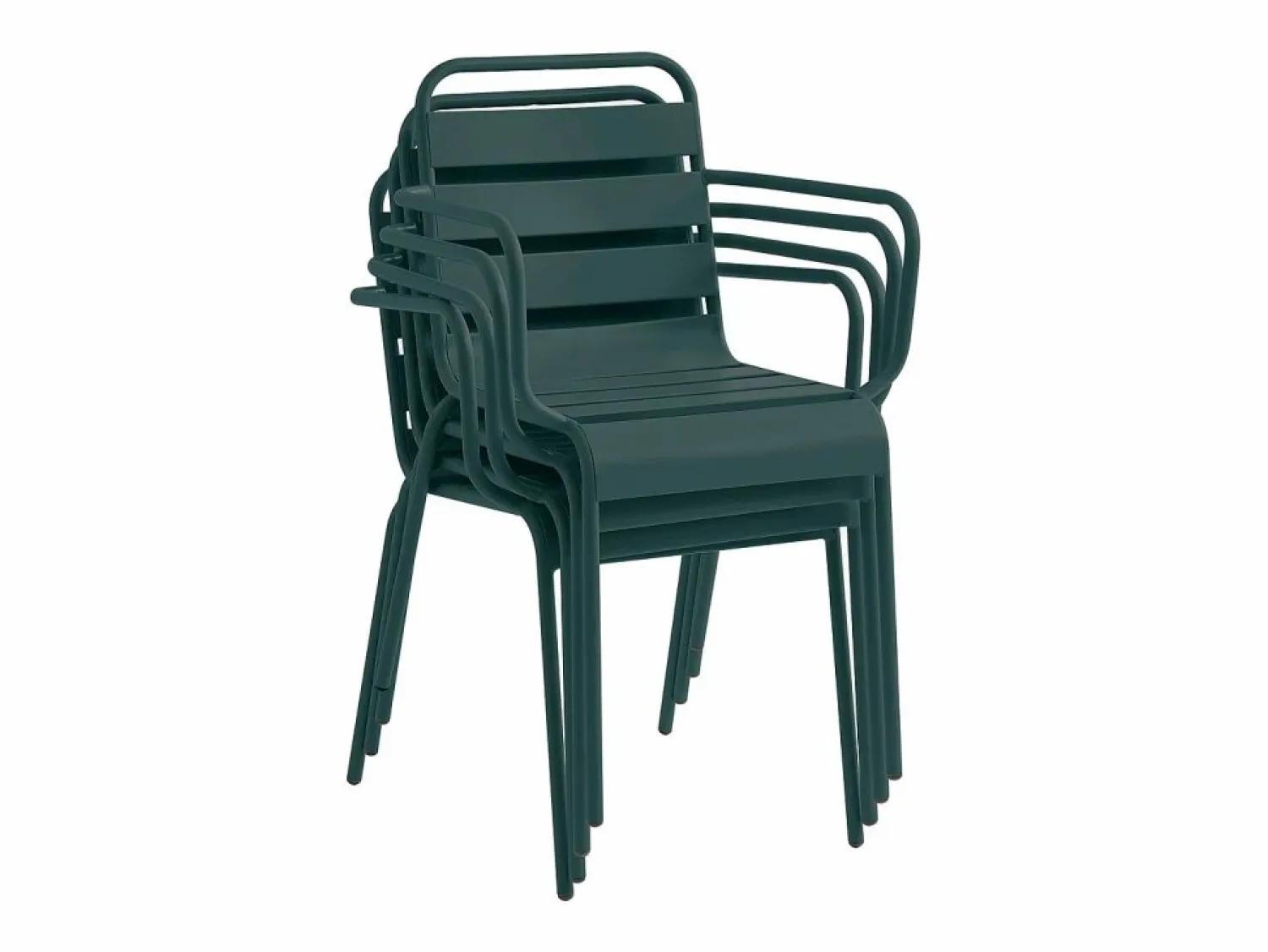 Hot MYLIA Mesa comedor jardín metal una mesa D.110cm y 4 sillas apilables - Verde - MIRMANDE Verde pino