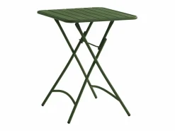 MYLIA Mesa comedor jardín plegable metal - mesa de 60 cm 2 sillas plegables - Verde - MIRMANDE