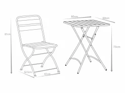 MYLIA Mesa comedor jardín plegable metal - mesa de 60 cm 2 sillas plegables - Verde - MIRMANDE