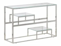Sale Clicnbuy Mesa consola acero inoxidable y vidrio templado Plateado