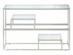 Sale Clicnbuy Mesa consola acero inoxidable y vidrio templado Plateado