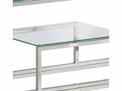 Sale Clicnbuy Mesa consola acero inoxidable y vidrio templado Plateado