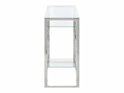 Hot vidaxl Mesa consola acero inoxidable y vidrio templado Plateado