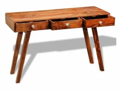 vidaxl Mesa consola con 3 cajones madera maciza acacia 76 cm
