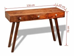vidaxl Mesa consola con 3 cajones madera maciza acacia 76 cm