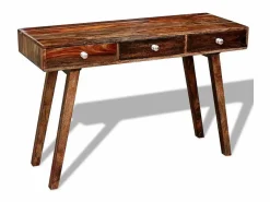 vidaxl Mesa consola con 3 cajones madera maciza acacia 76 cm