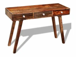 vidaxl Mesa consola con 3 cajones madera maciza acacia 76 cm