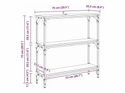 Outlet Mesa Consola con estante Roble artisan 75 x 22.5 x 75 cm Consola