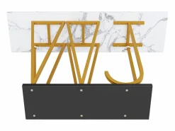 Discount Hauss Spole Mesa consola con patas de metal dorado - Tapa efecto mármol 120 x 29,5 x 80 cm Blanco