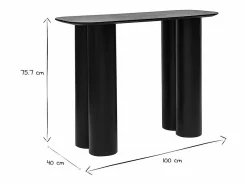Miliboo Mesa consola de diseño de madera negra 100 cm FOLEEN