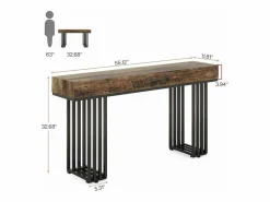 Sale Mesa consola de entrada, consola de entrada, mesa de entrada con elegante marco de metal de estilo industrial, mesa consola de madera para sala de estar, entrada, pasillo (140 cm, marrón) Consola
