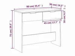 Clicnbuy Mesa consola de madera contrachapada 90x36x75 cm