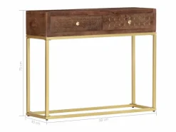 vidaxl Mesa consola de madera maciza de mango 90x30x75 cm