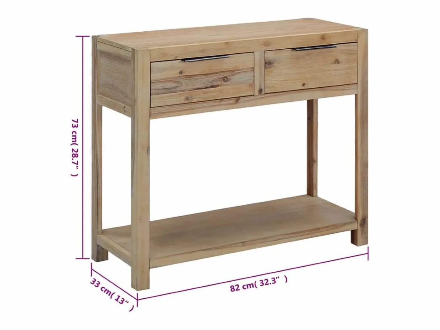 vidaxl Mesa consola de madera maciza de acacia 82x33x73 cm