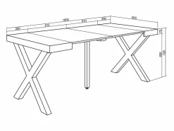 New Mesa Consola extensible, 180x90x73cm, Para 8 comensales, Patas madera maciza, Mesa Extensible