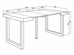 Skraut Home Mesa Consola extensible, 160x90x73cm, Para 8 comensales, Patas madera maciza, Roble y blanco