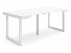 New Skraut Home Mesa Consola extensible, 180x90x73cm, Para 8 comensales, Patas madera maciza, Blanco