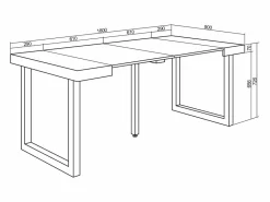 New Skraut Home Mesa Consola extensible, 180x90x73cm, Para 8 comensales, Patas madera maciza, Blanco