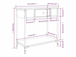 Online vidaxl Mesa consola madera de ingeniería 75x34,5x75 cm Negro