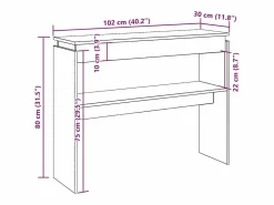 Clicnbuy Mesa consola madera de ingeniería roble artesanal 102x30x80 cm