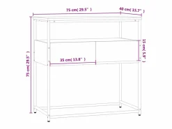 vidaxl Mesa consola madera de ingeniería marrón roble 75x40x75 cm