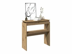 New Clicnbuy Mesa consola madera de ingeniería roble artesanal 80x30x80 cm Marru00f3n