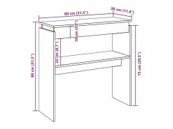 New Clicnbuy Mesa consola madera de ingeniería roble artesanal 80x30x80 cm Marru00f3n