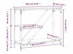 Clicnbuy Mesa consola madera de ingeniería Sonoma 88,5x30x75 cm Gris