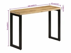 Online vidaxl Mesa consola madera maciza de mango rugosa 110x35x76 cm Color natural claro