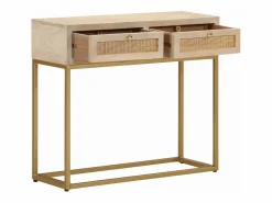 Hot Mesa consola madera maciza de mango y hierro 90x30x76 cm ES964195 Marru00f3n