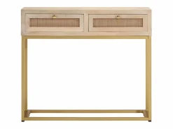 Hot Mesa consola madera maciza de mango y hierro 90x30x76 cm ES964195 Marru00f3n