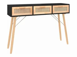 Clicnbuy Mesa consola madera pino maciza ratán natural 105x30x75cm