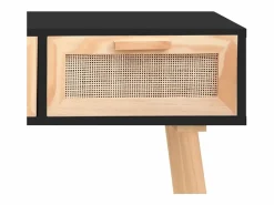 Clicnbuy Mesa consola madera pino maciza ratán natural 105x30x75cm