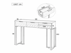 Online Mesa consola moderna con 2 cajones y patas ajustables, blanco y dorado Consola
