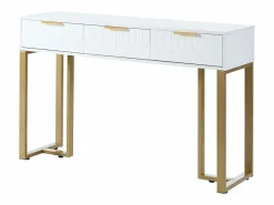 Online Mesa consola moderna con 2 cajones y patas ajustables, blanco y dorado Consola