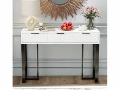Best Mesa consola moderna con 3 cajones - 120 x 36 x 80 cm - MDF - para salón, pasillo - + negro Consola