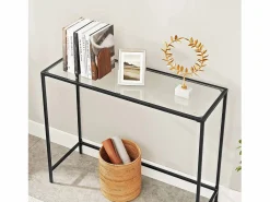 Sale Mesa consola Valora para salón, de cristal y metal. Consola