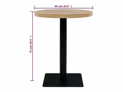 Online Mesa de bar bistró MDF y acero redonda 60x75 cm color roble Mesa Alta
