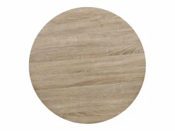 Clicnbuy Mesa de bar bistró MDF y acero redonda 80x75 cm color roble