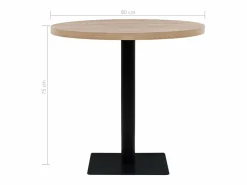 Clicnbuy Mesa de bar bistró MDF y acero redonda 80x75 cm color roble